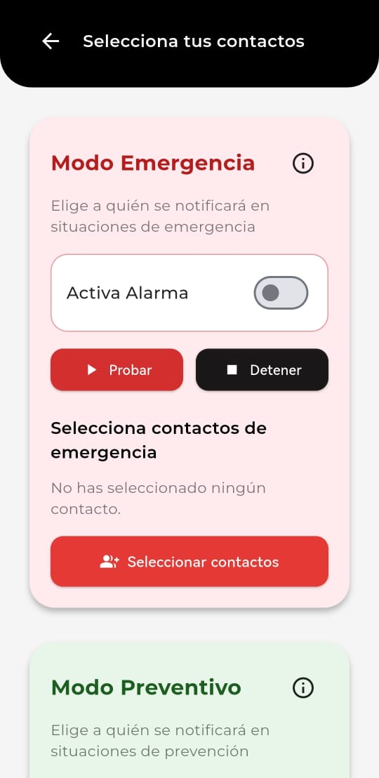 Lista de contactos de confianza